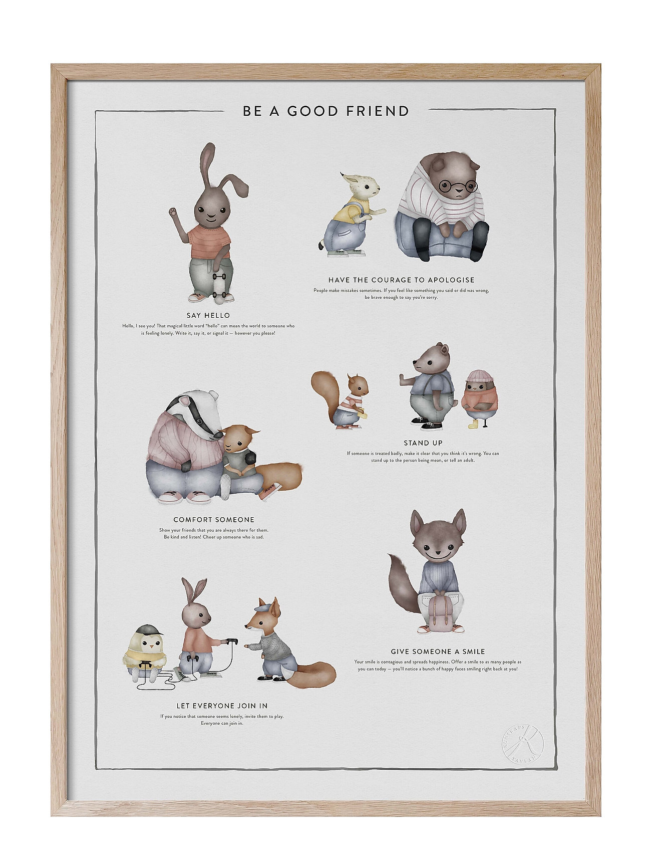 Be A Good Friend - På Engelska Home Kids Decor Posters & Frames Posters Multi/patterned Kunskapstavlan®