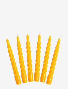 Twisted Candles, 6 piece box - pīlāra sveces - yellow
