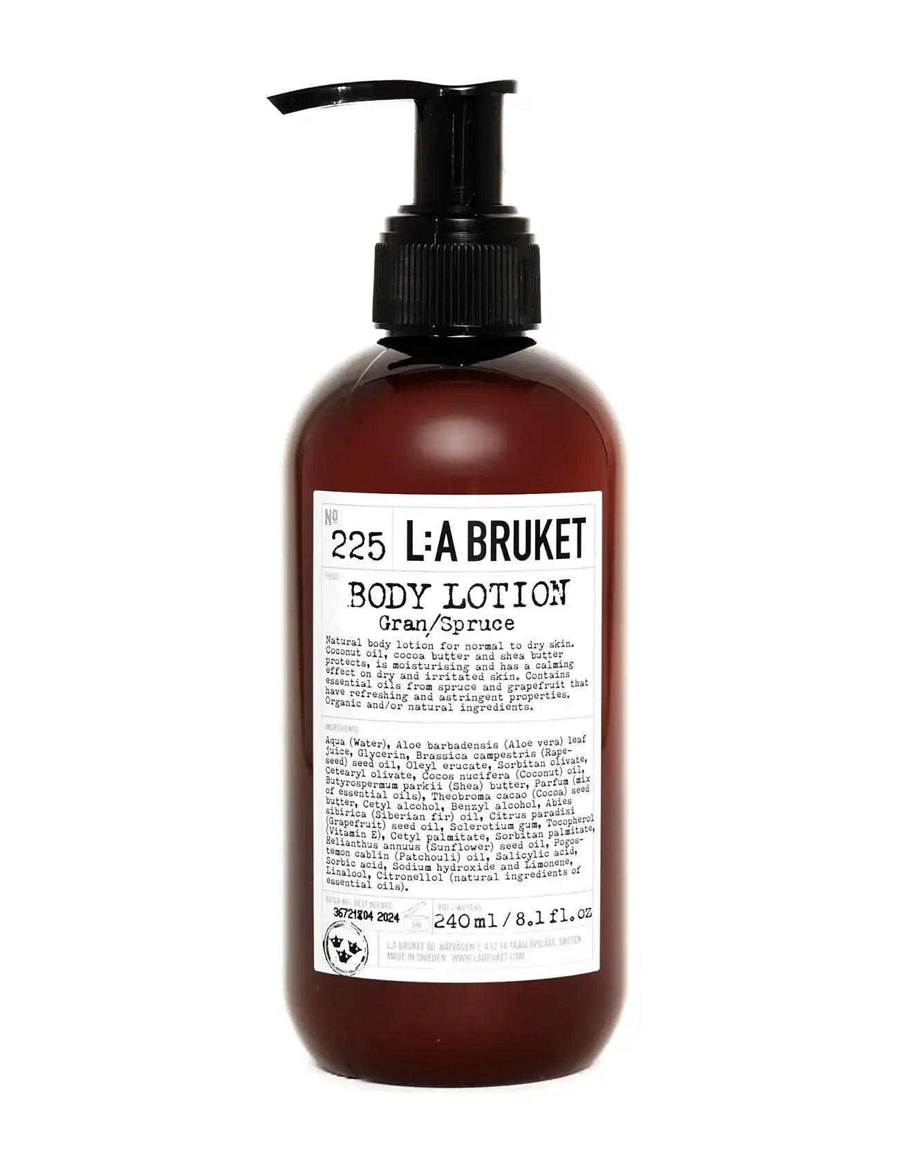 L:a Bruket 225 Body Lotion Spruce, 240 ml, Nude, Kropspleje > Cremer & Lotions & Bodybutter, Dame