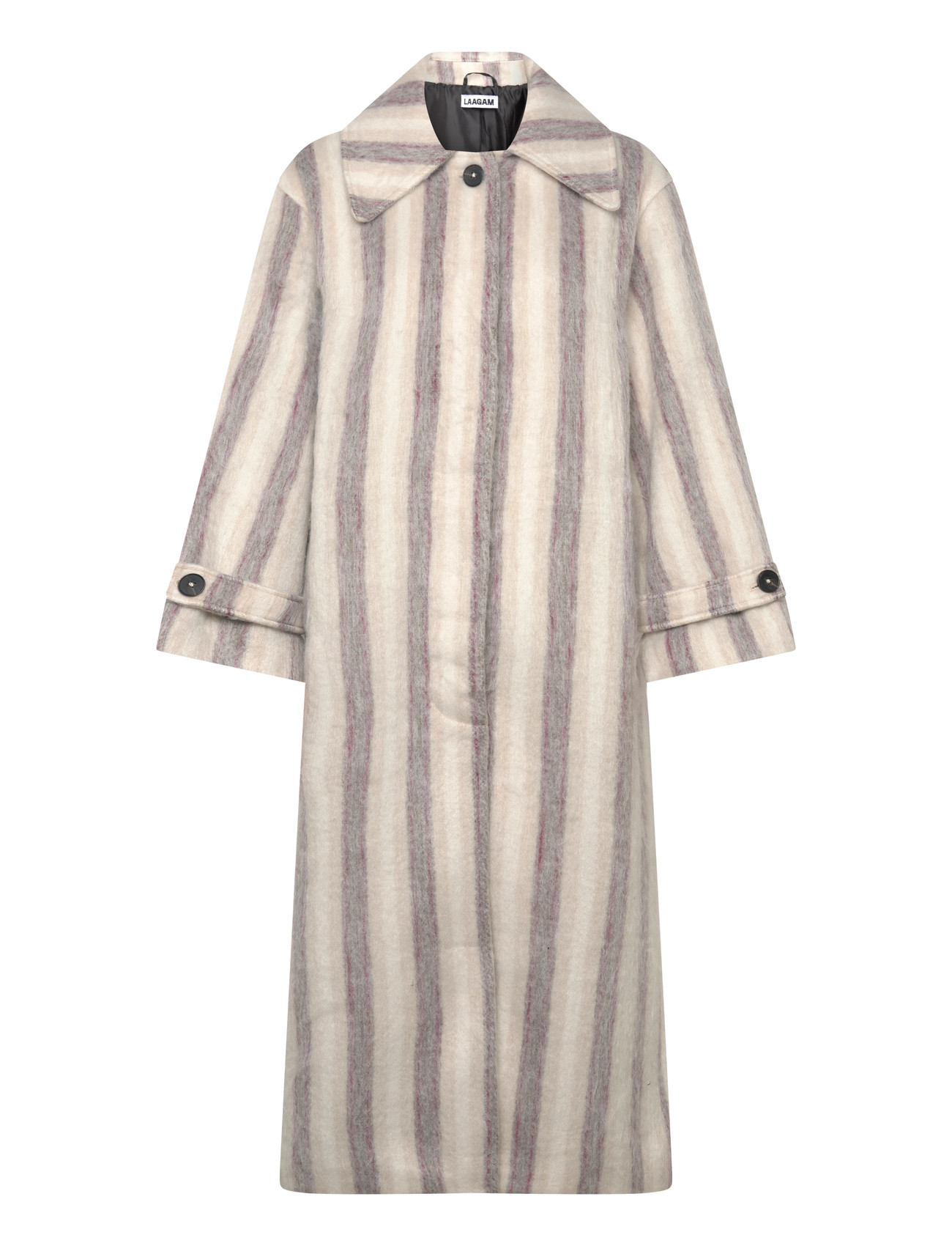 LAAGAM Portobello Ecru Gestreift Long Mantel Cream - M - Damen