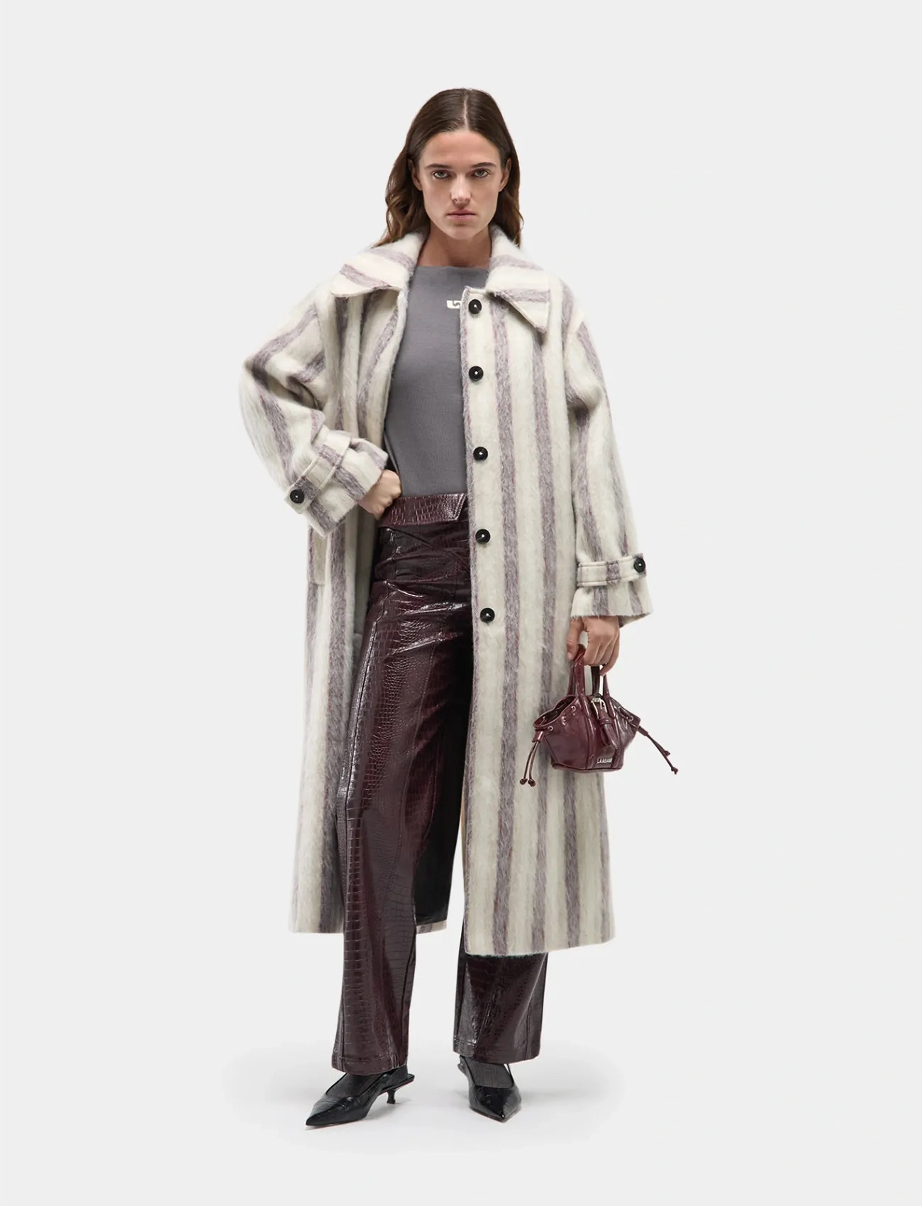 Laagam Portobello Ecru Striped Long Coat