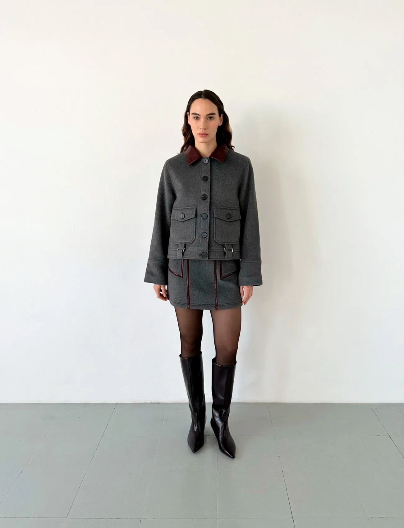 Laagam Bruna Grey Jacket, L, Grey, Frakker > Uldfrakker, Dame