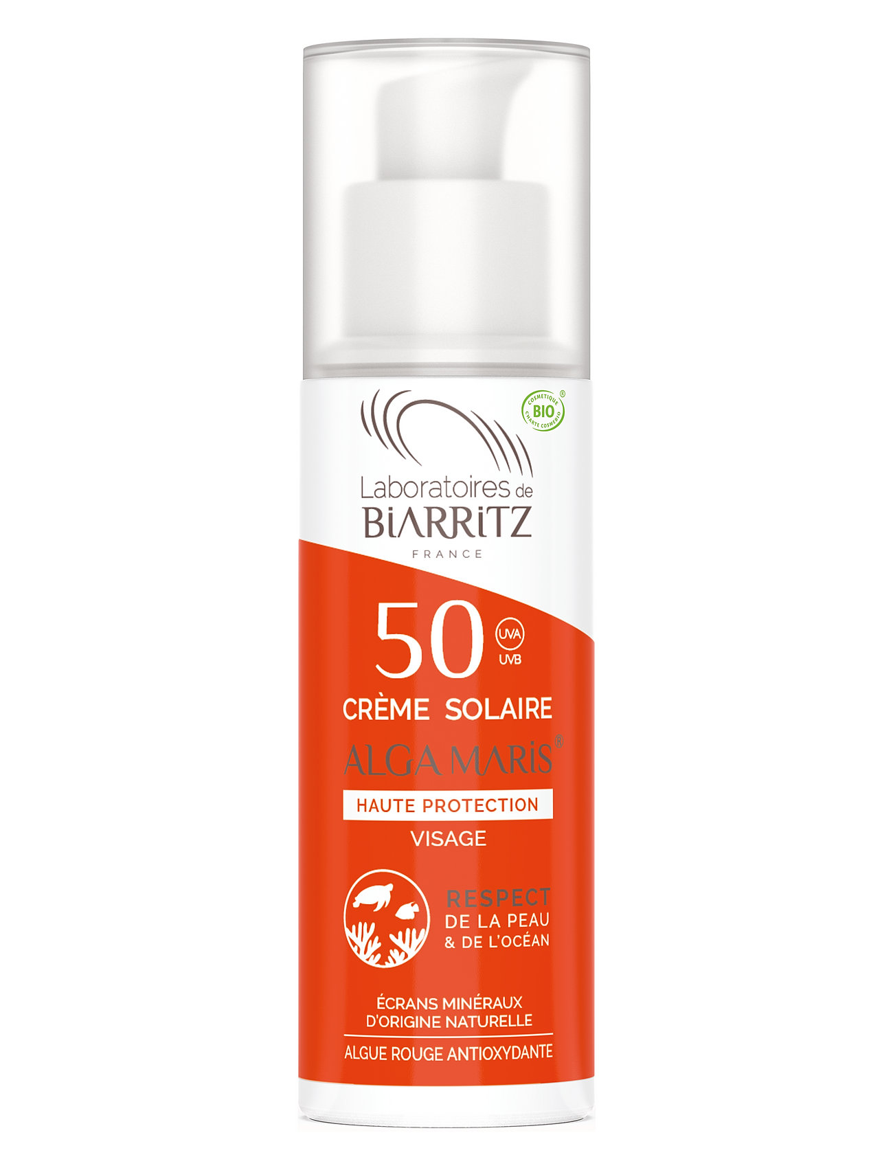 Laboratoires De Biarritz, Alga Maris Face Sunscreen Spf50, 50 Ml Solkräm Ansikte Nude Laboratoires De Biarritz