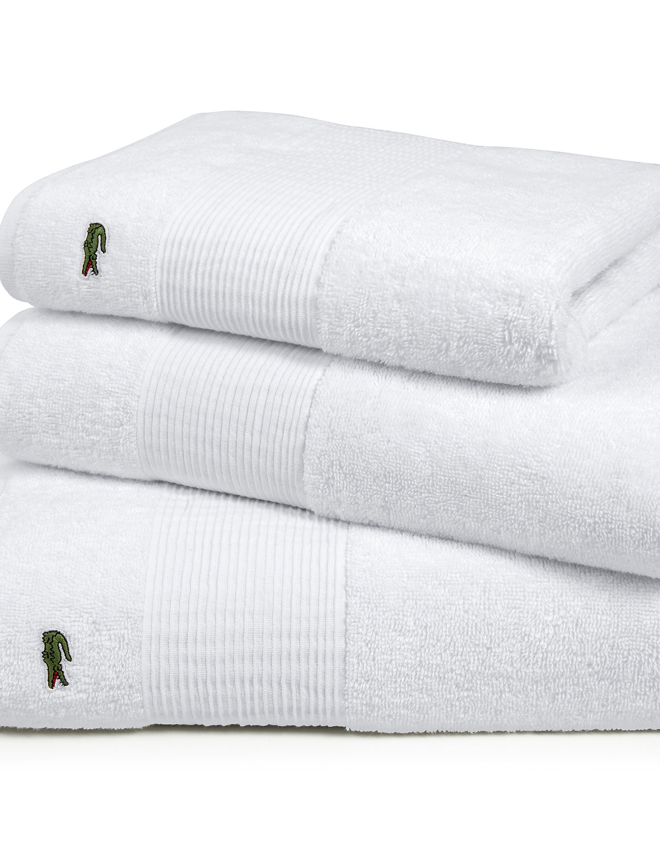Lacoste Home Llecroco Bath Sheet, 100X150 cm, White, Håndklæder & Badehåndklæder > Badehåndklæder, Unisex