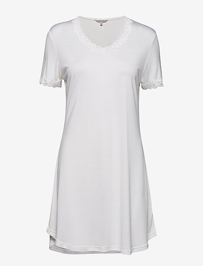 Silk Jersey - Nightgown w.sleeve - nattlinnen - off-white
