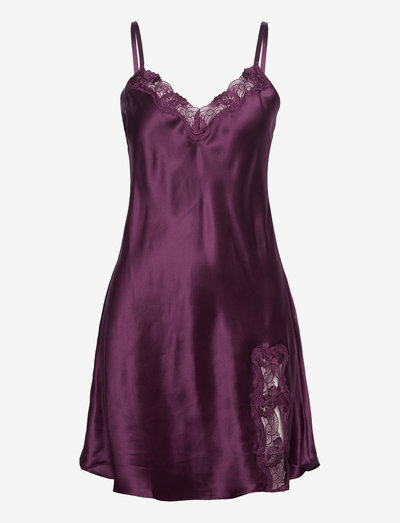 Pure Silk - Slip w.lace - chemises de nuit - italian plum