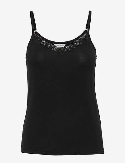 Bamboo - Camisole with lace - tops - black