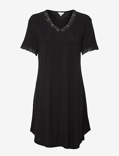 Bamboo - Nightdress with short slee - koszulki do spania - black