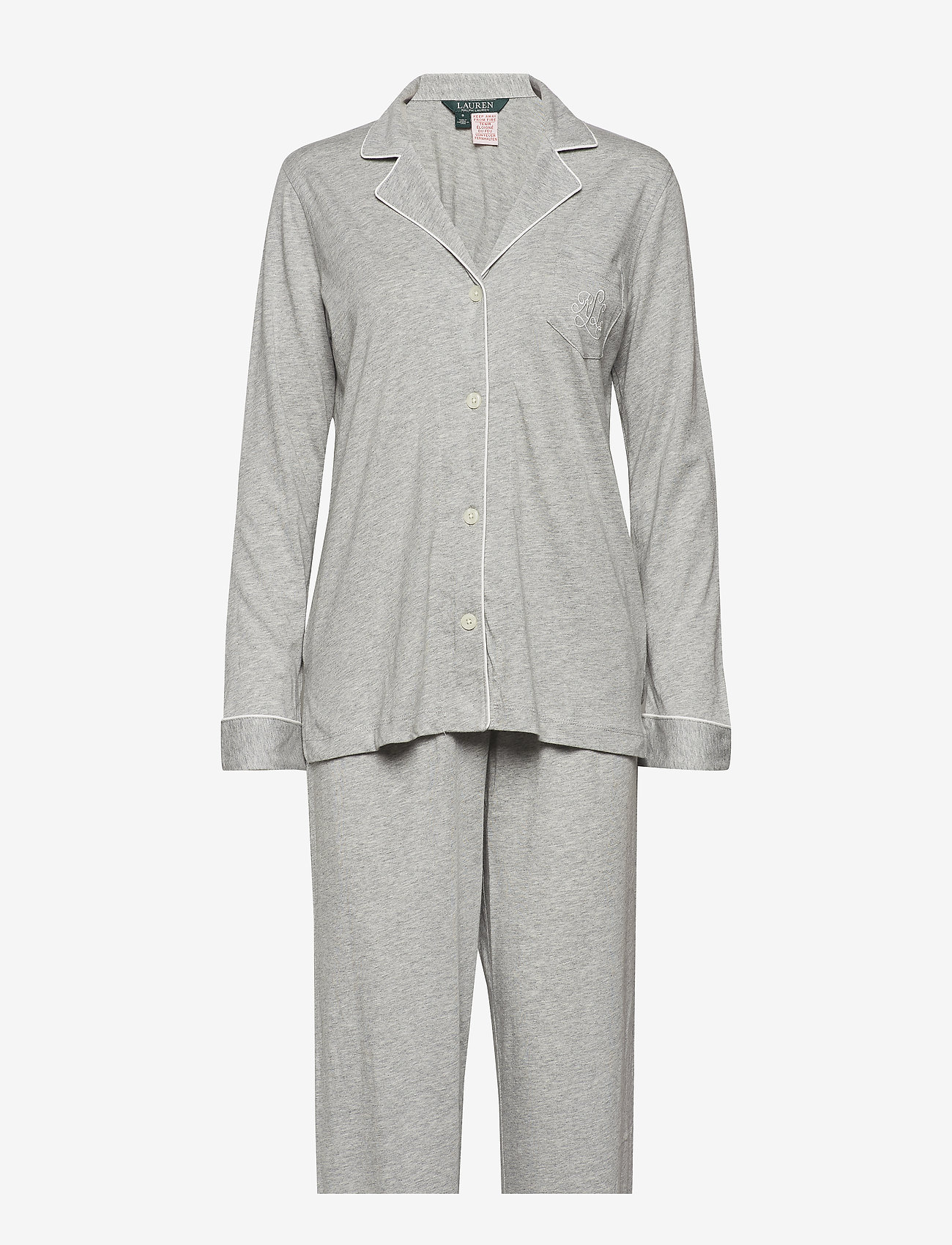Lauren Ralph Lauren Homewear - LRL HAMMOND KNIT COLLAR PJ SET - pyjamat - grey heather - 0