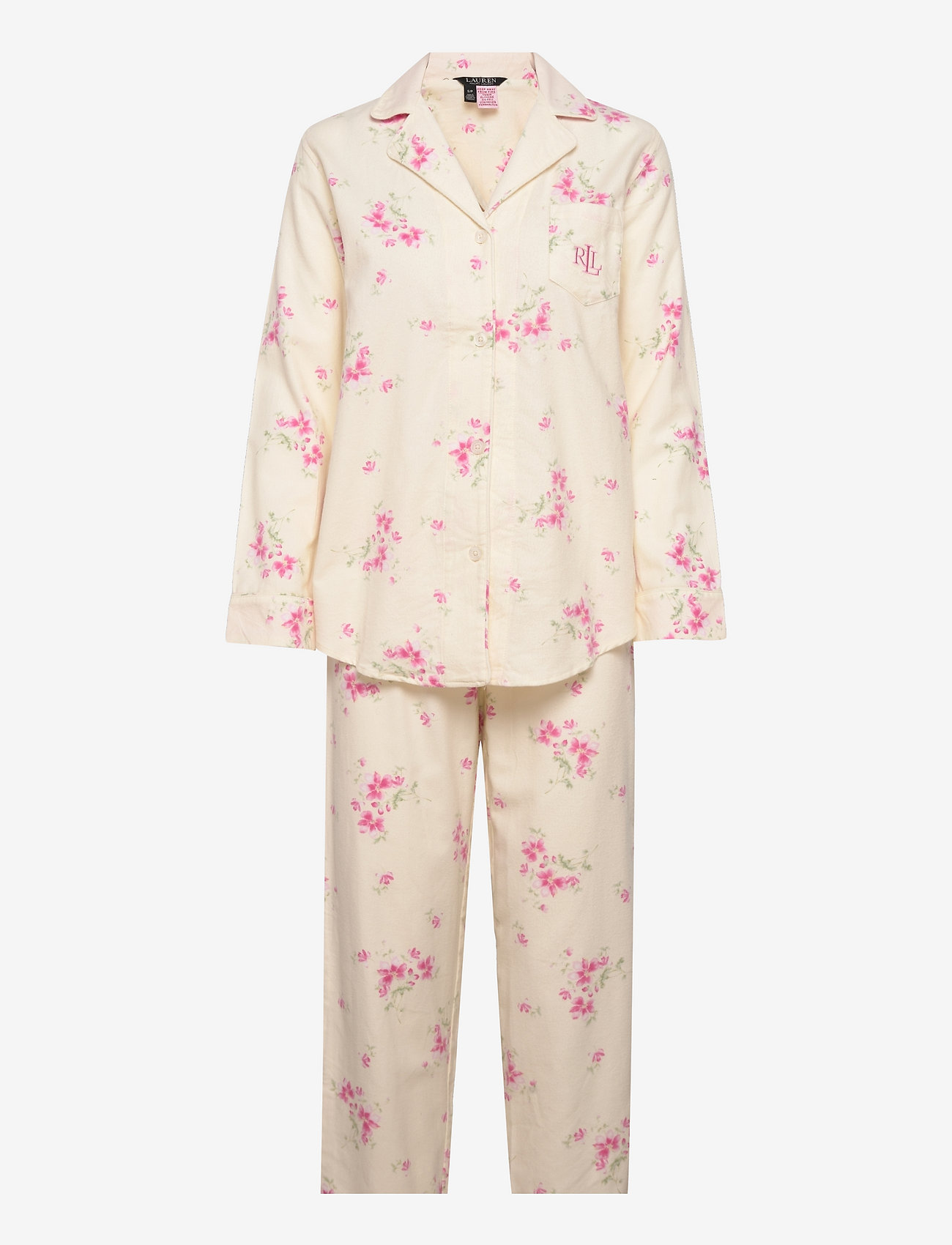 Lauren Ralph Lauren Homewear - LRL L/S NOTCH COLLAR LONG PANT PJ SET - pyjamat - yellow floral - 0