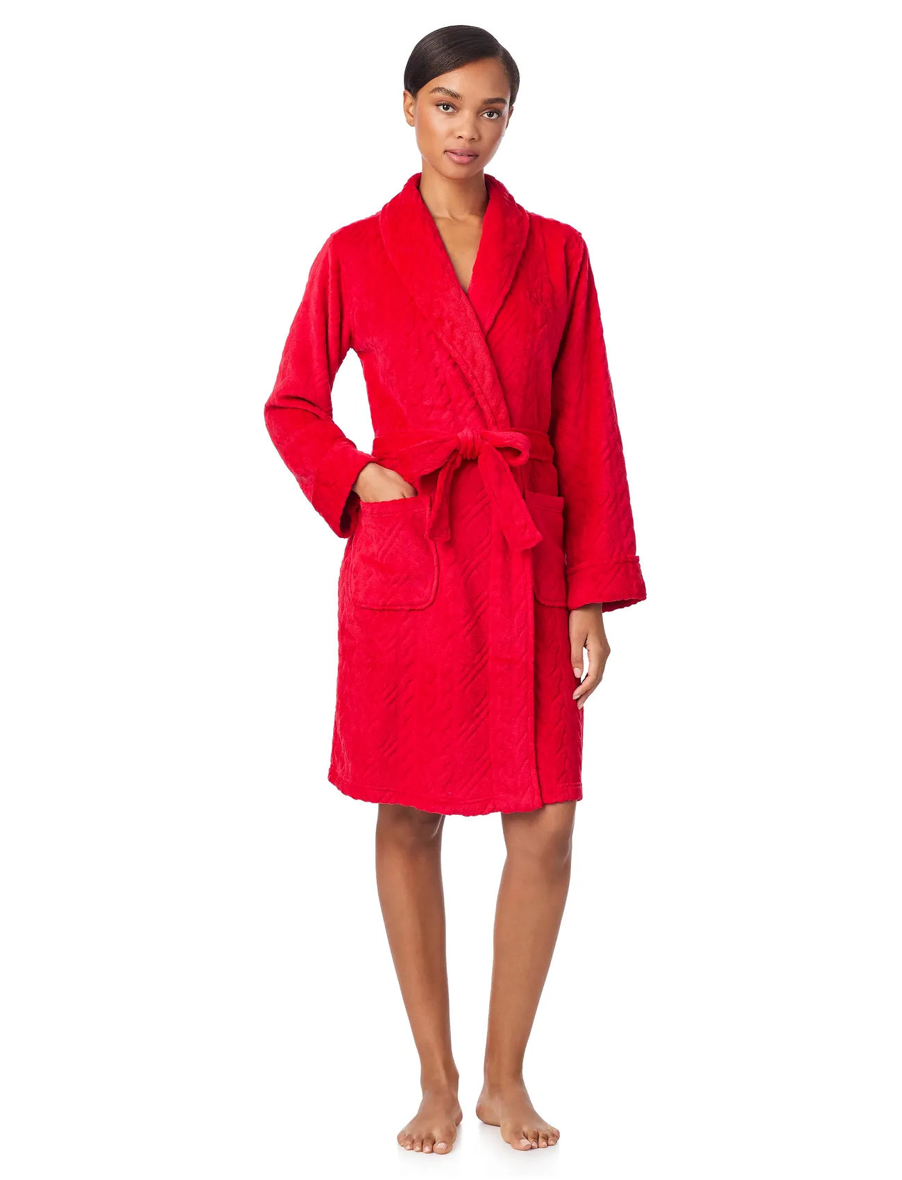 Lauren Ralph Lauren Homewear Lrl L/S Shawl Collar Short Robe, XL, Red, Nat- Og Loungewear > Morgenkåber, Dame