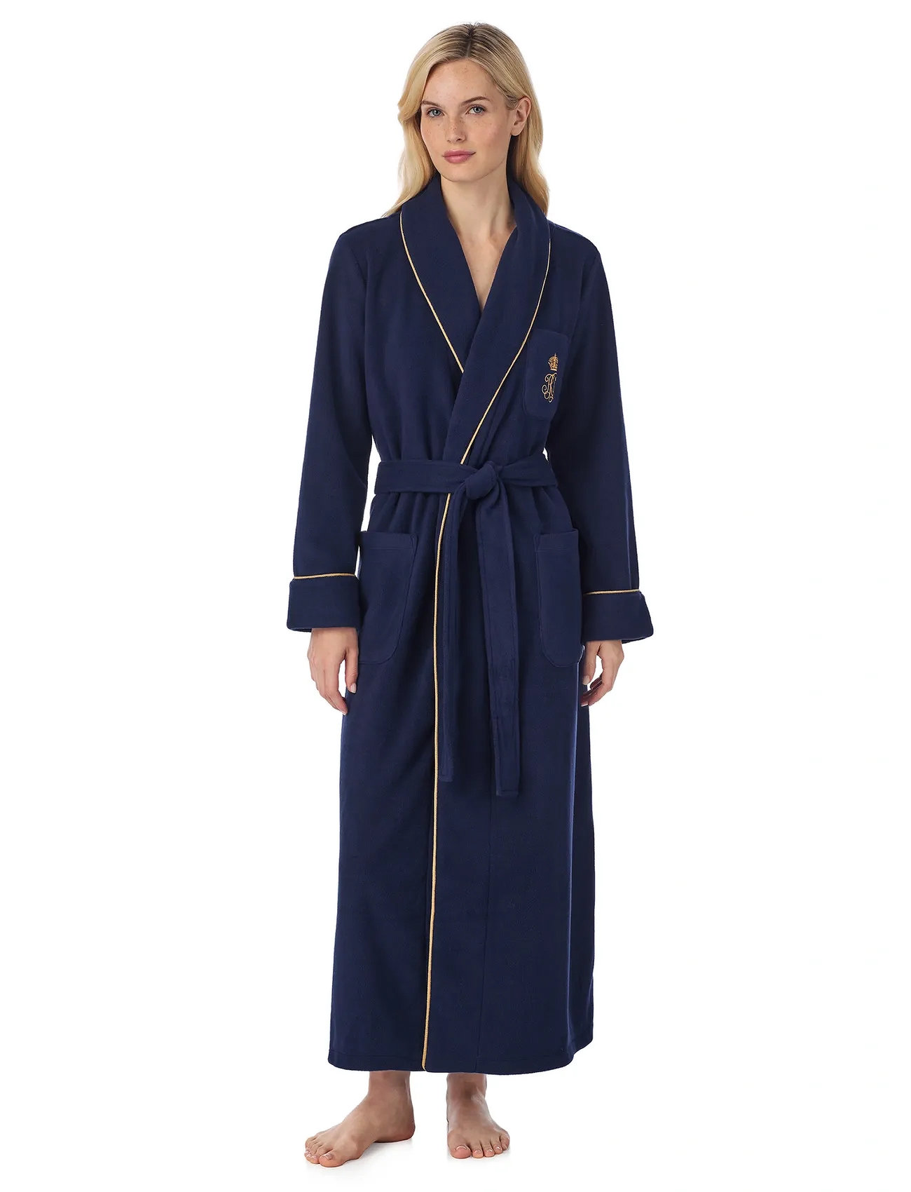 Lauren Ralph Lauren Homewear Lrl L/S Shawl Collar Long Robe, S, Blue, Tekstiler Til Badeværelset > Badekåber, Unisex