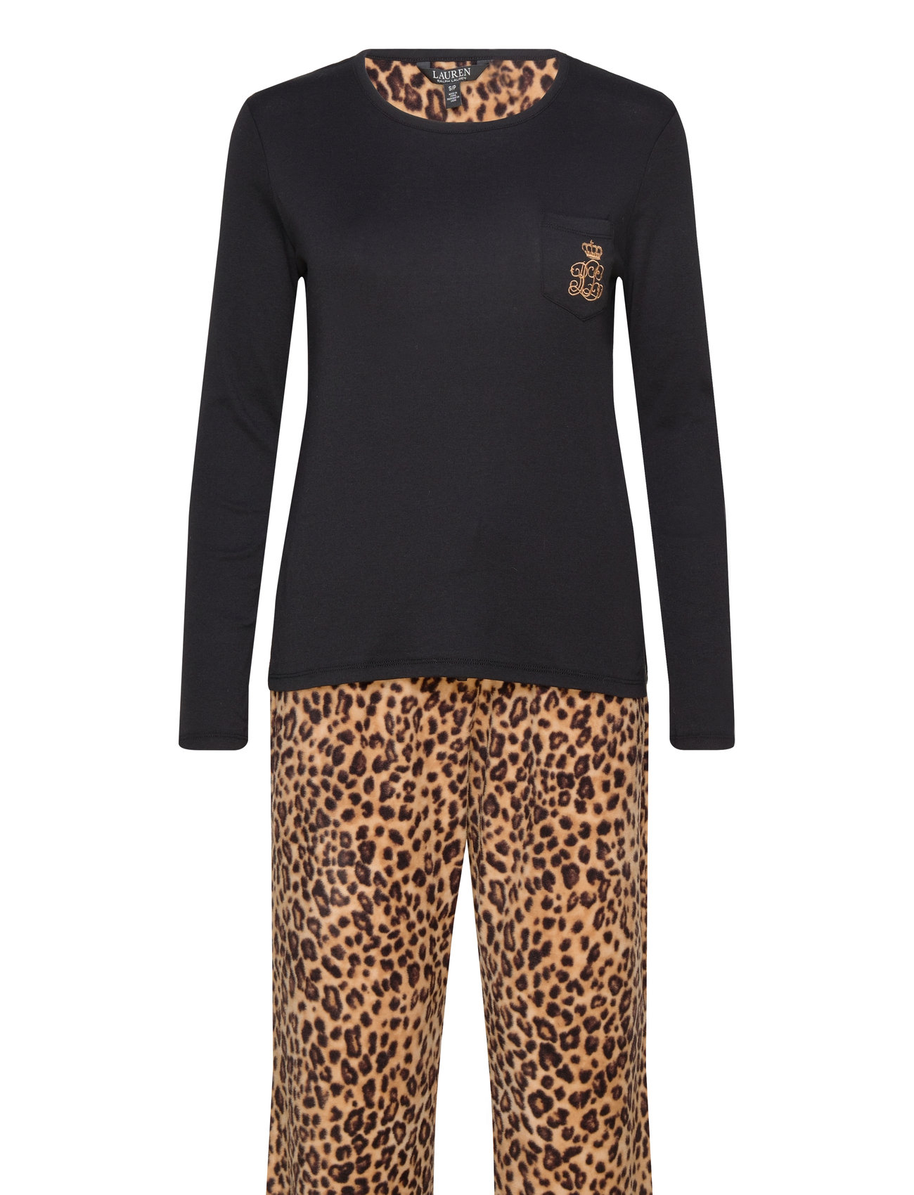 Lrl L/S Knit Top Long Fleece Pant Pj Fol Pyjamas Black Lauren Ralph Lauren Homewear