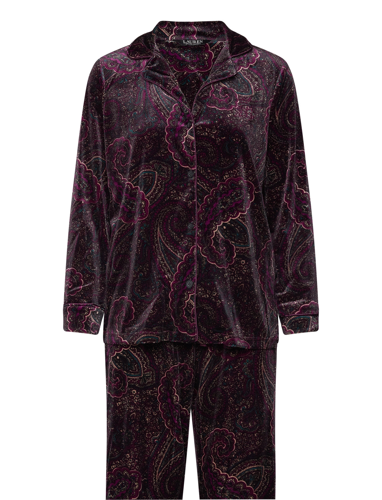 Lrl L/S Notch Collar Long Pant Pj Set Pyjamas Nattøj Purple Lauren Ralph Lauren Homewear