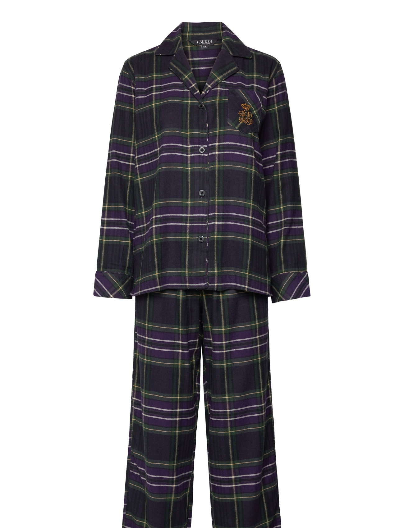 Lrl L/S Notch Collar Long Pant Pj Set Pyjamas Nattøj Black Lauren Ralph Lauren Homewear