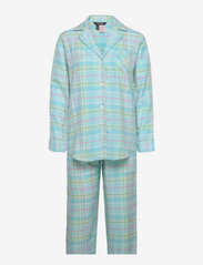 Lauren Ralph Lauren Homewear - LRL L/S NOTCH COLLAR LONG PANT PJ SET - pyjamat - aqua plaid - 0