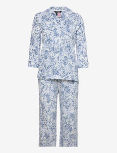LRL 3/4 SL. NOTCH COLLAR LONG PJ SET - pyjamat - blue floral
