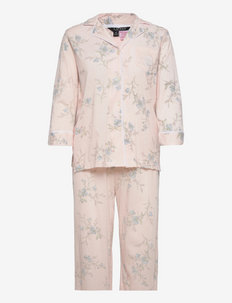 LRL 3/4 SL. NOTCH COLLAR LONG PJ SET - pyjamat - blush floral