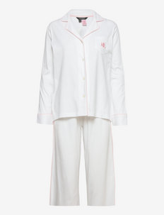 LRL LS. NOTCH COLLAR LONG PANT PJ SET - pyjamas - white
