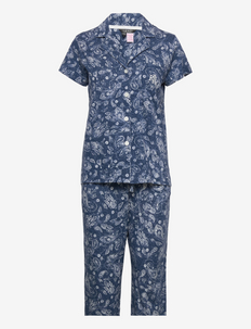 LRL SH.SL.NOTCH COLLAR ANKLE PANT PJ SET - pyjamas - navy prt