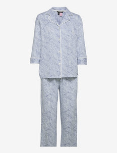 LRL NOTCH COLLAR LONG PANT PJ SET 3/4 BLUE PAISLEY - pyjamas - blue paisley