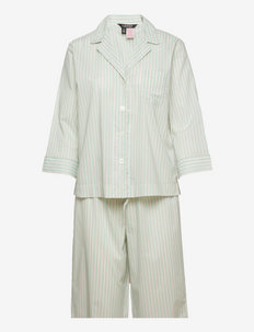 LRL 3/4 SL NOTCH COLLAR CAPRI PANT PJ - pyjamat - mint stripe