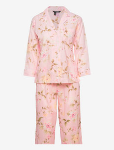 LRL 3/4 SL NOTCH COLLAR CAPRI PANT PJ - pyjamat - peach floral