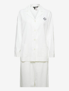 LRL LONG SL. NOTCH COLLAR PANT PJ SET - pyjamat - white