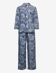 LRL NOTCH COLLAR LONG PANT PJ SET - night & loungewear - navy print