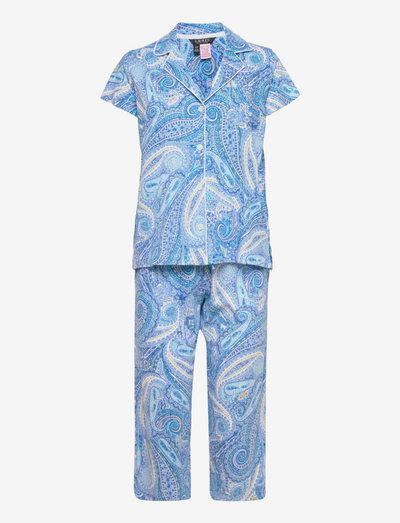LRL S/S NOTCH COLLAR CAPRI PANT PJ SET - pyjamat - blue paisley