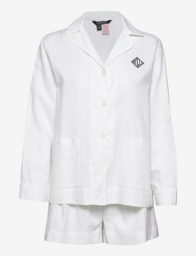 LRL LONG SL. NOTCH COLLAR BOXER PJ SET - pyjamas - white
