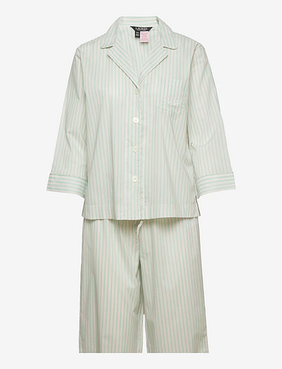 LRL 3/4 SL NOTCH COLLAR CAPRI PANT PJ - piżamy - mint stripe