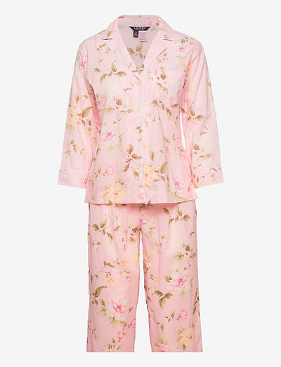 LRL 3/4 SL NOTCH COLLAR CAPRI PANT PJ - piżamy - peach floral