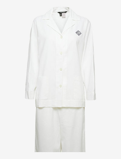 LRL LONG SL. NOTCH COLLAR PANT PJ SET - piżamy - white