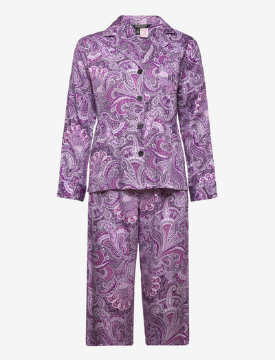 LRL NOTCH COLLAR LONG PANT PJ SET - pižamos - purple paisley
