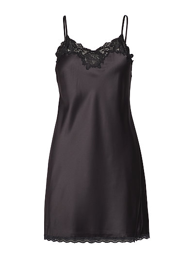 RALPH LAUREN Lrl Signature Lace Chemise Bodies Slip Schwarz LAUREN RALPH LAUREN HOMEWEAR