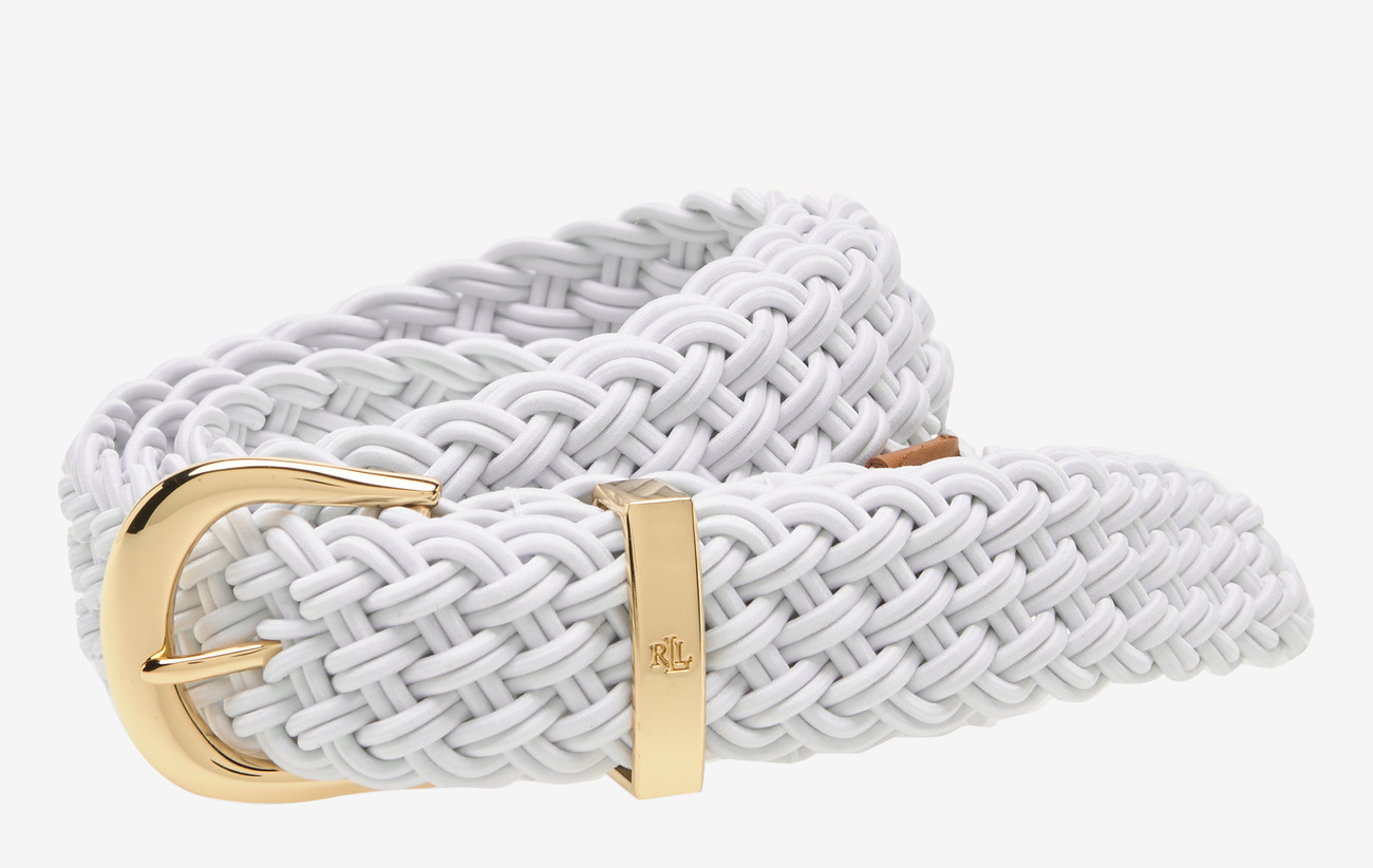 Braided Stretch Belt (Optic White) (396 kr) Lauren Ralph Lauren