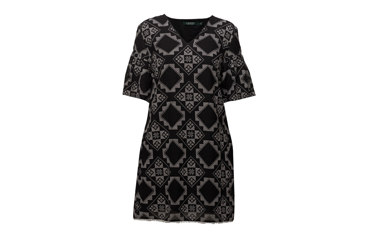 Lauren Polyester Geometric Ralph Black Polo 100 Dress print 0fr0TqxwR