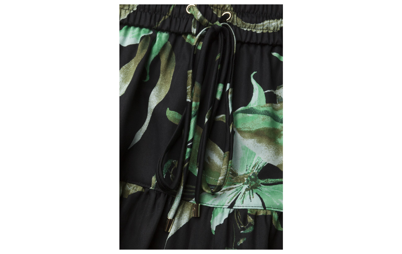 Multi Lauren 100 Ralph Poplin Midi Black print Coton Fern Skirt WAwTwg0Hq