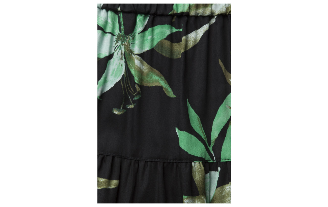 Multi Lauren 100 Ralph Poplin Midi Black print Coton Fern Skirt WAwTwg0Hq