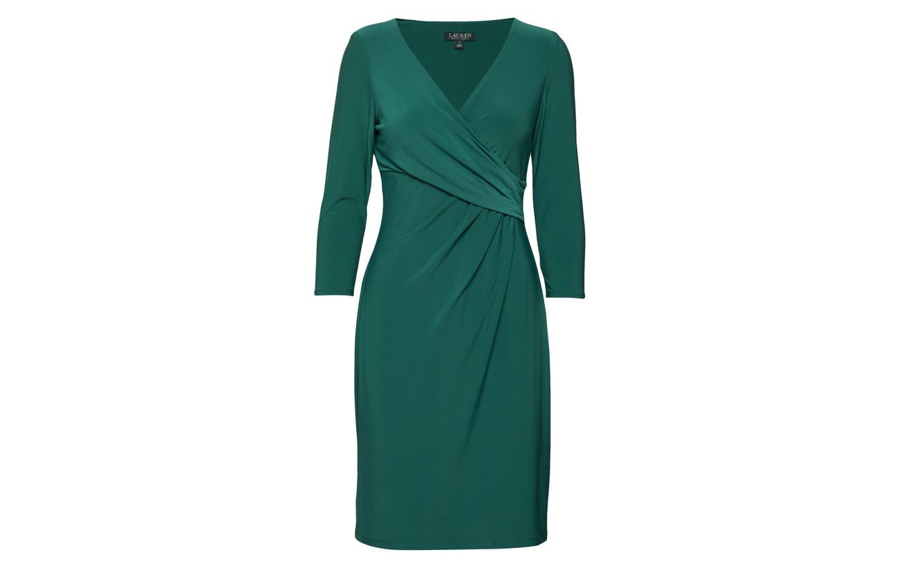 Lush Polyester 5 Lauren Jersey Elastane Ralph Surplice Emerald 95 Dress Iw6gaqx
