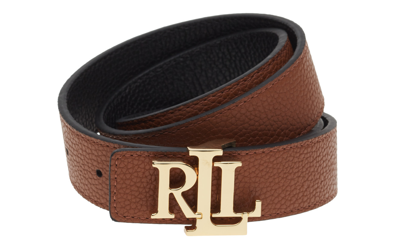 Lauren Ralph Lauren Logo Leather Belt - BLACK/LAUREN TAN