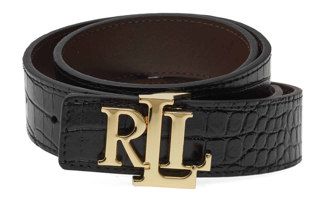 Lauren Ralph Lauren Reversible Leather Belt - BLACK/DARK BROWN