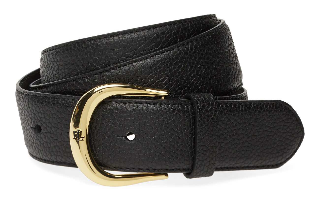 Lauren Ralph Lauren Pebbled Leather Belt - BLACK