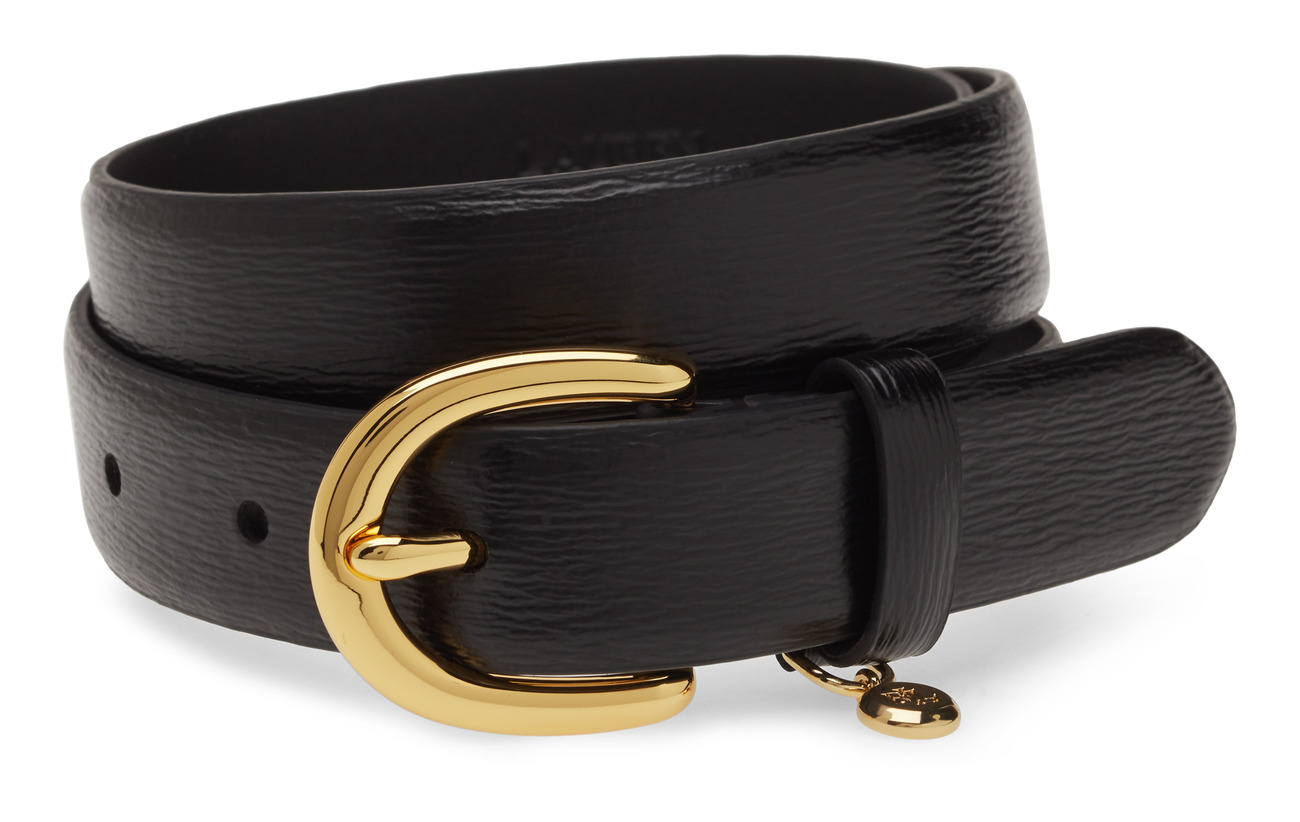 Lauren Ralph Lauren Charm Saffiano Leather Belt - BLACK