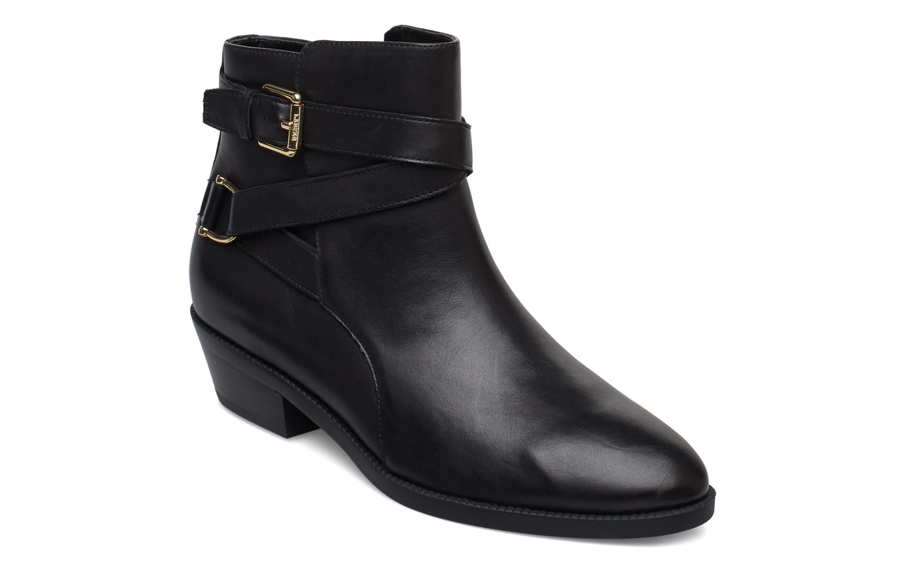 ralph lauren black leather booties