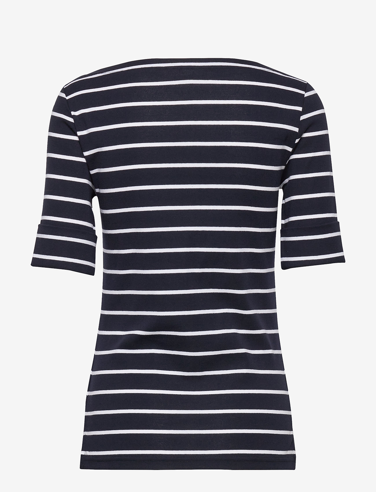 navy and white striped boatneck shirt