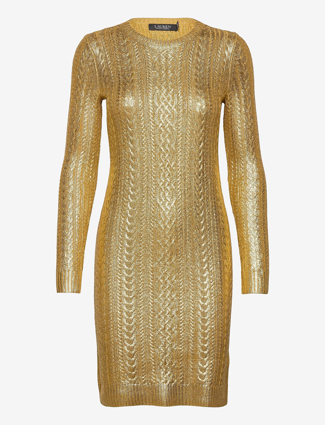 Metallic Cableknit Sweater Dress (Shiny Gold) (2199 kr) Lauren Ralph