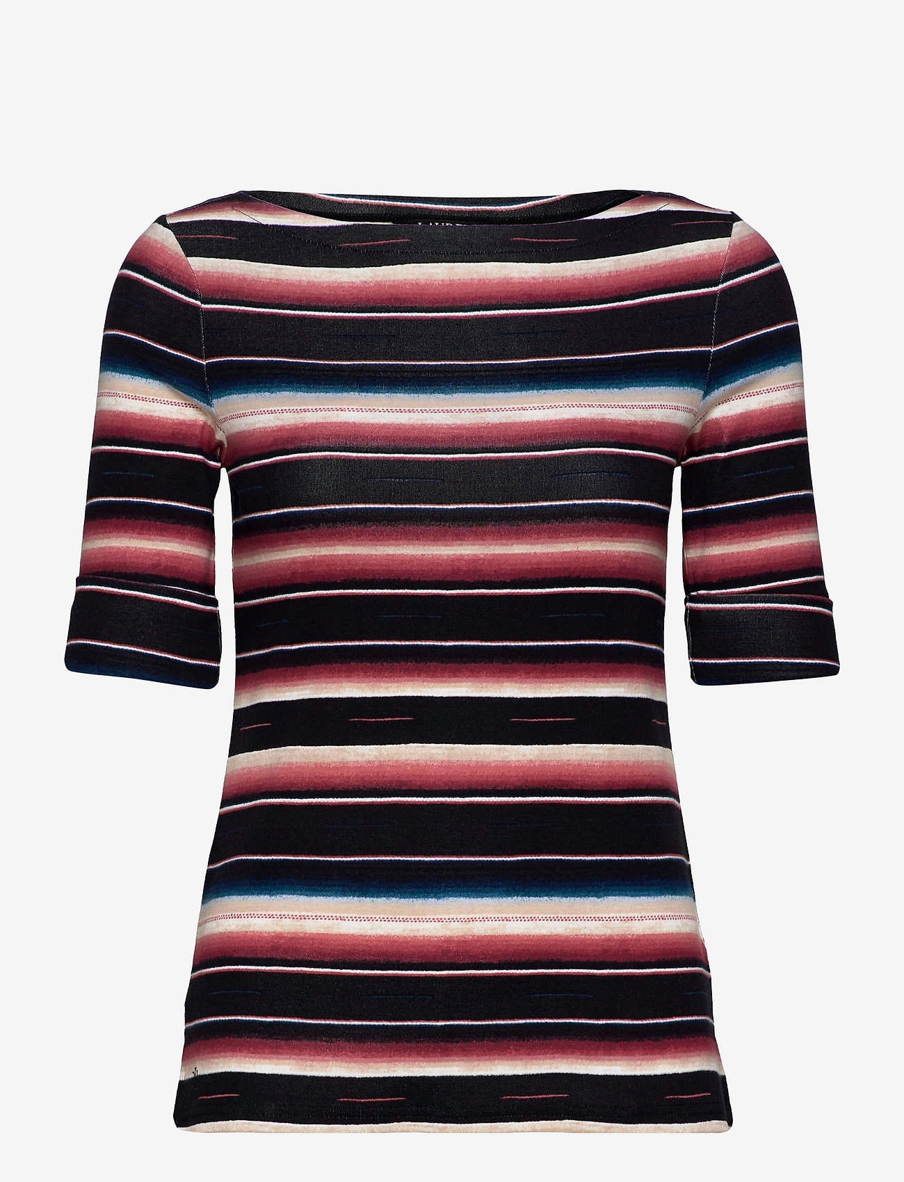 Lauren Ralph Lauren - Blanket-Stripe Boatneck Top - t-shirts - polo black multi - 0