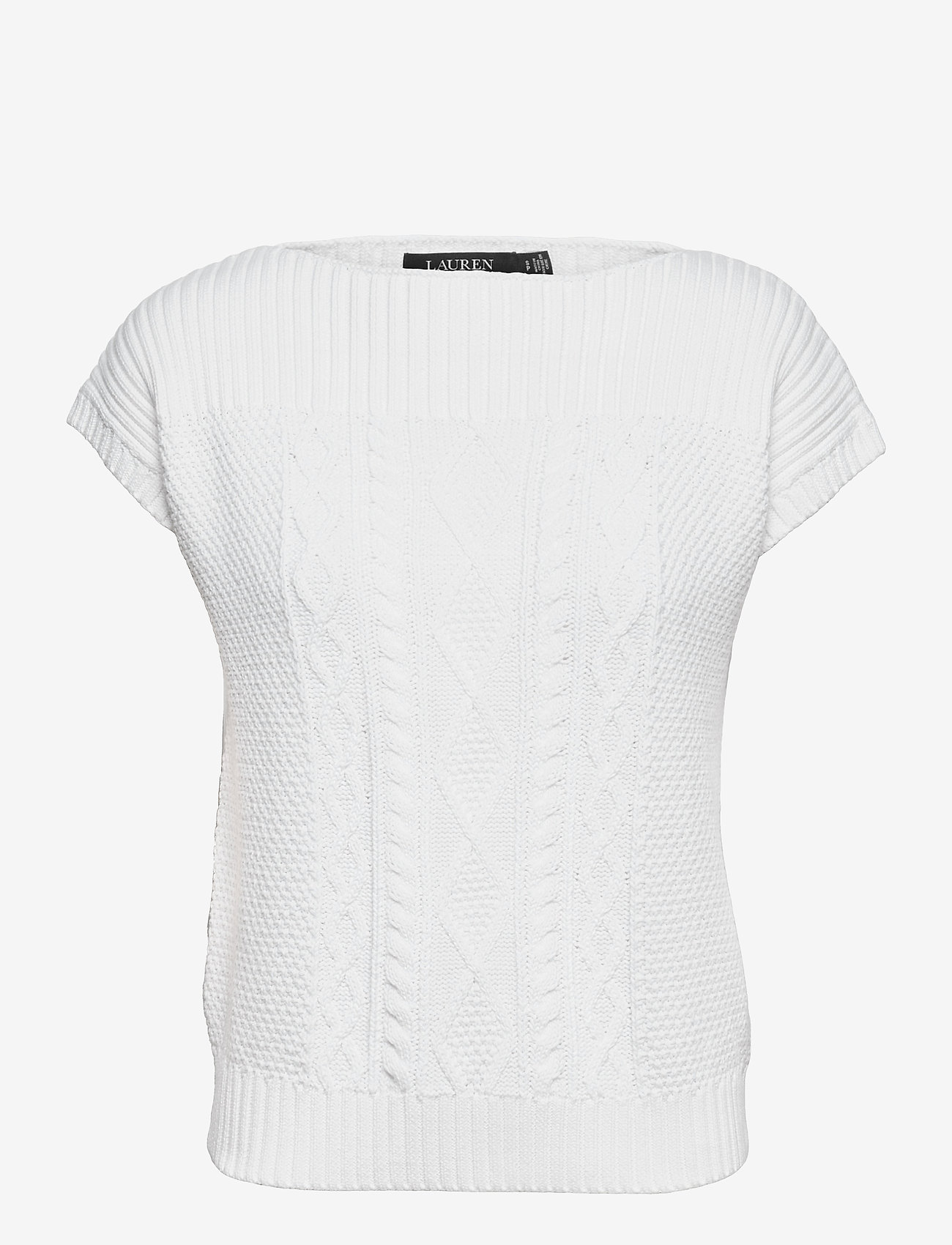 Lauren Ralph Lauren - Aran-Knit Combed Cotton Sweater - kortærmede bluser - white - 0